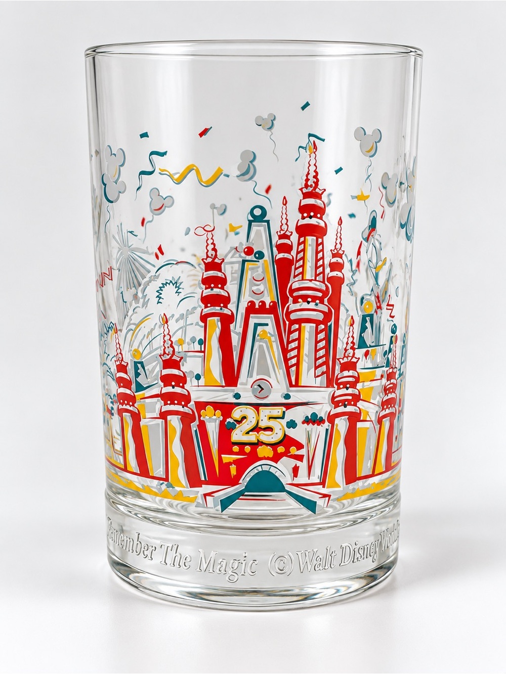1996 Disney World 25th Anniversary Remember the Magic Glass Tumbler